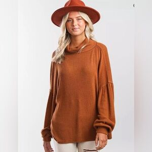 BKE Brushed Knit Ribbed Turtleneck Top